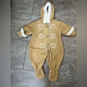 The Children’s Place Tan Suede-Like Faux Fur Lined‎ One Piece 3-6m